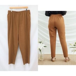 Warm tan brown pants stretch waist tapered plus size 20 2X office business casua